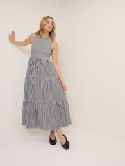 Nobodys Child Navy Gingham Charlie Sleeveless Tiered Skirt Midaxi Dress - Image 1 of 5