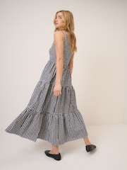 Nobodys Child Navy Gingham Charlie Sleeveless Tiered Skirt Midaxi Dress - Image 2 of 5