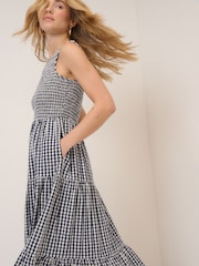 Nobodys Child Navy Gingham Charlie Sleeveless Tiered Skirt Midaxi Dress - Image 3 of 5