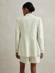 Reiss Mint Dianna Double Breasted Linen Blend Suit Blazer - Image 4 of 6