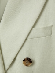 Reiss Mint Dianna Double Breasted Linen Blend Suit Blazer - Image 6 of 6