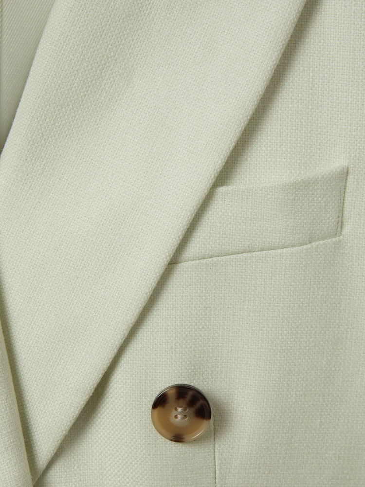 Reiss Mint Dianna Double Breasted Linen Blend Suit Blazer - Image 6 of 6