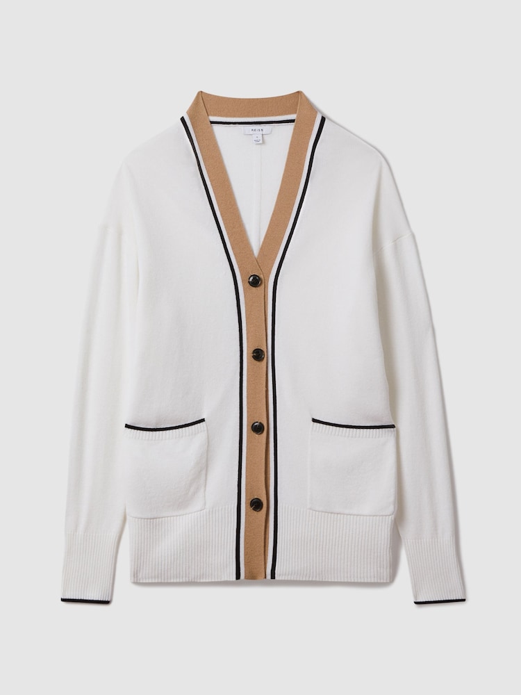 Reiss Carly Strickjacke aus Wollmischung mit Kontrastborte - Bild 2 von 6 Reiss Carly Strickjacke aus Wollmischung mit Kontrastborte - Bild 2 von 6