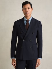 marine - Blazer de costume ajusté double boutonnage Reiss Belmont - Image 1 de 8