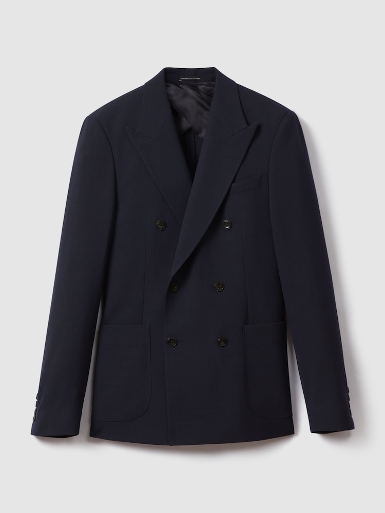 marine - Blazer de costume ajusté double boutonnage Reiss Belmont - Image 2 de 8