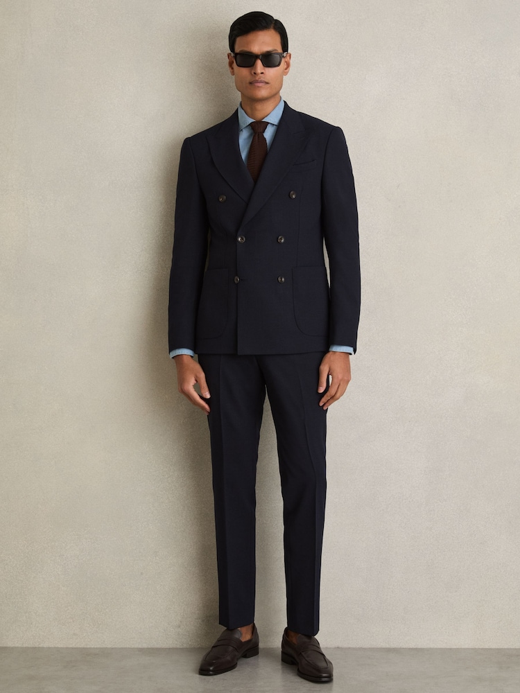 Marineblauw - Reiss Belmont slim fit colbert met dubbele rij knopen - Image 3 of 8
