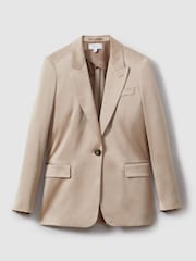 Reiss Gold Cole Satin Single Breasted Suit Blazer - Image 2 of 6