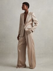 Reiss Gold Cole Satin Single Breasted Suit Blazer - Image 3 of 6