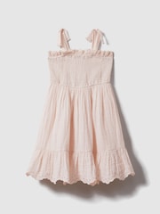 Reiss Pink Agatha 13-14 yrs Tiered Cotton Blend Ruffle Dress - Image 1 of 4