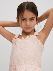 Reiss Pink Agatha 13-14 yrs Tiered Cotton Blend Ruffle Dress - Image 3 of 4