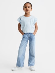 Reiss Blue Lulu 13-14 yrs Cropped Cotton Crew Neck T-Shirt - Image 3 of 6