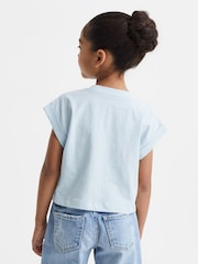 Reiss Blue Lulu 13-14 yrs Cropped Cotton Crew Neck T-Shirt - Image 5 of 6