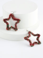 Rouge - Boucles d’oreilles guirlandes étoile de Noël - Image 3 of 3