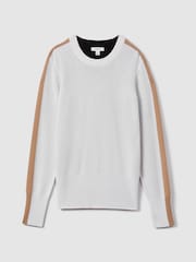 Reiss Ivory/Black Addison Wool Blend Colourblock Jumper - Image 2 of 7