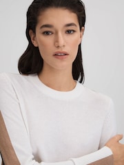 Reiss Ivory/Black Addison Wool Blend Colourblock Jumper - Image 5 of 7