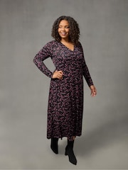 Live Unlimited Purple Jersey Wrap Dress - Image 1 of 4