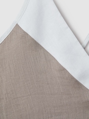 Reiss Ivory/Taupe Stevie Linen Colourblock Cross-Back Midi Dress - Image 5 of 5