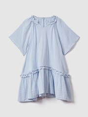 Reiss Blue Millie 13-14 yrs Seersucker Cotton Ruffle Dress - Image 1 of 7