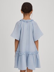 Reiss Blue Millie 13-14 yrs Seersucker Cotton Ruffle Dress - Image 6 of 7