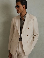 Reiss Stone Belmont Double Breasted Suit Blazer Slim Fit - Image 1 of 8