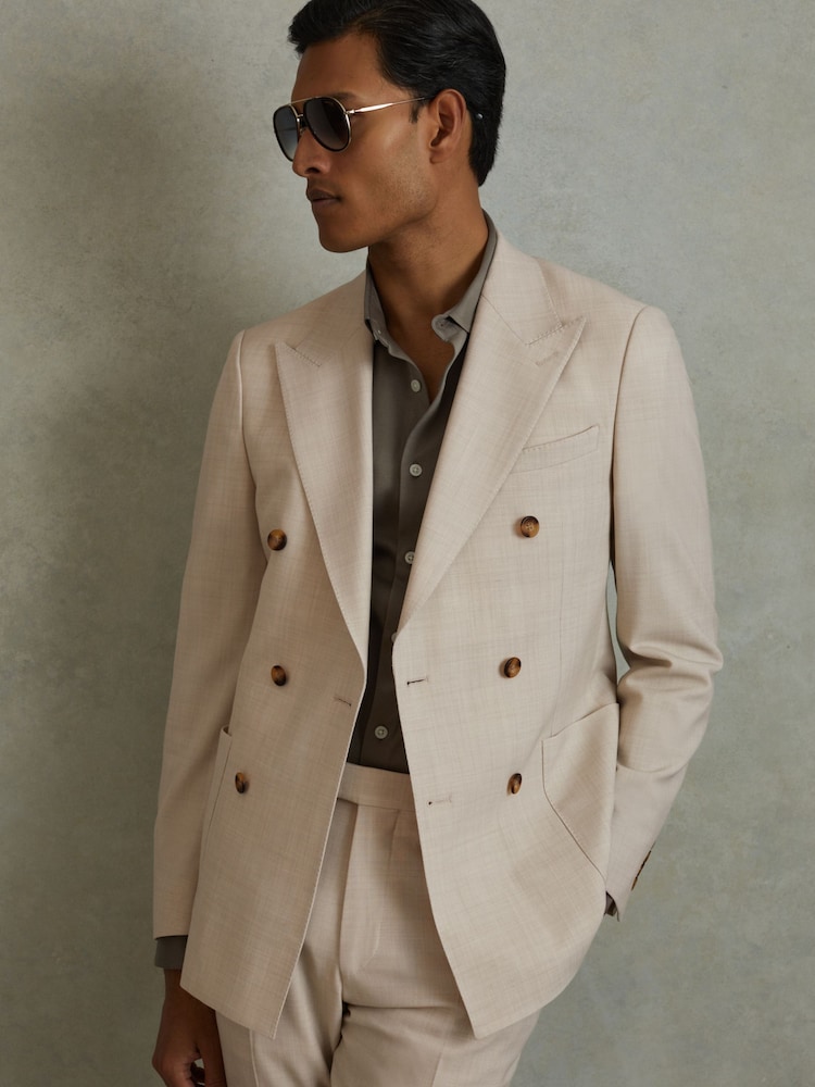 Reiss Stone Belmont Double Breasted Suit Blazer Slim Fit - Image 1 of 8