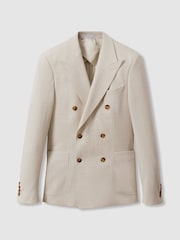 Reiss Stone Belmont Double Breasted Suit Blazer Slim Fit - Image 2 of 8