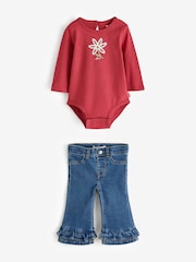 Levi's® Bodysuit and Ruffled Jeans Set 2 Piece - Image 1 de 1