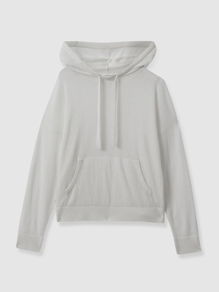 Reiss Ivory Candy Cotton Blend Sheer Hoodie - Image 2 of 4