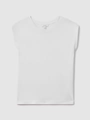 Reiss White Morgan Cotton Capped Sleeve T-Shirt - Image 2 of 6