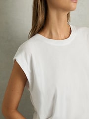 Reiss White Morgan Cotton Capped Sleeve T-Shirt - Image 4 of 6