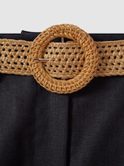 Reiss Navy Belle Linen Belted Shorts - Image 6 of 6