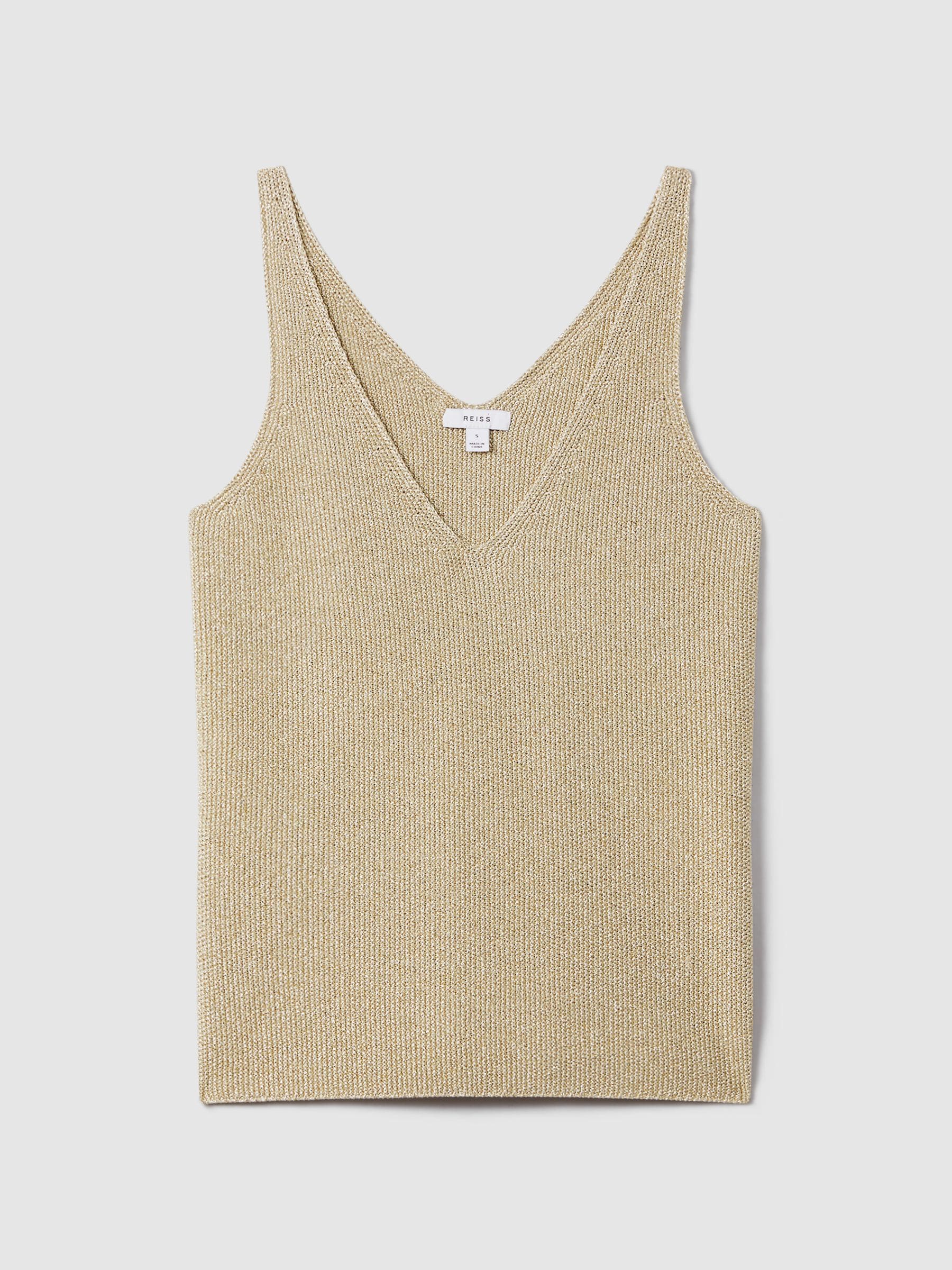 Buy Reiss Gold Mika Metallic V Neck Vest from Next Luxembourg