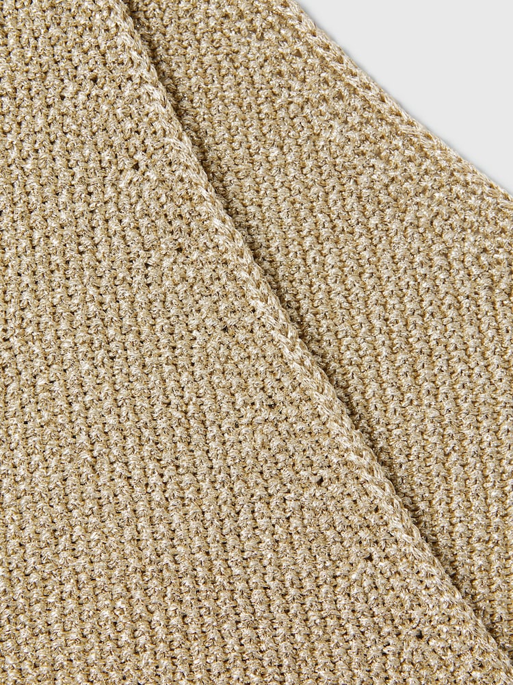 Reiss Gold Mika Metallic V-Neck Vest - Image 6 of 6