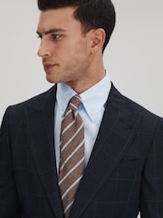Reiss Navy Klink Wool Check Single Breasted Slim Fit Blazer - Image 4 of 7