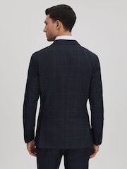 Reiss Navy Klink Wool Check Single Breasted Slim Fit Blazer - Image 5 of 7