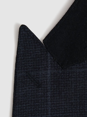 Reiss Navy Klink Wool Check Single Breasted Slim Fit Blazer - Image 6 of 7