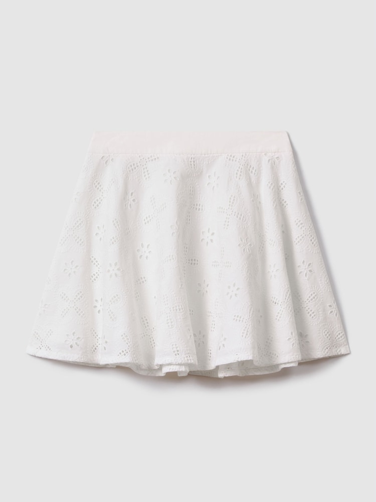 Reiss Ivory Nella 4-9 yrs Cotton Broderie Lace Skirt - Image 2 of 7
