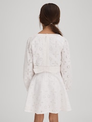 Reiss Ivory Nella 4-9 yrs Cotton Broderie Lace Skirt - Image 6 of 7