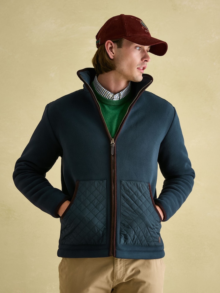Joules Greenfield Navy Blue Full Zip Fleece Jacket - Image 1 of 7