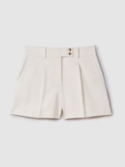 Reiss Cream Millie Front Pleat Tailored Shorts - Image 2 of 6