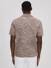 Reiss Taupe Menton Cotton Jersey Embroidered Shirt - Image 5 of 7