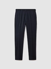 Reiss Navy Klink Wool Check Adjuster Slim Fit Trousers - Image 2 of 6