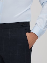 Reiss Navy Klink Wool Check Adjuster Slim Fit Trousers - Image 4 of 6