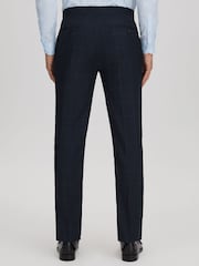 Reiss Navy Klink Wool Check Adjuster Slim Fit Trousers - Image 5 of 6