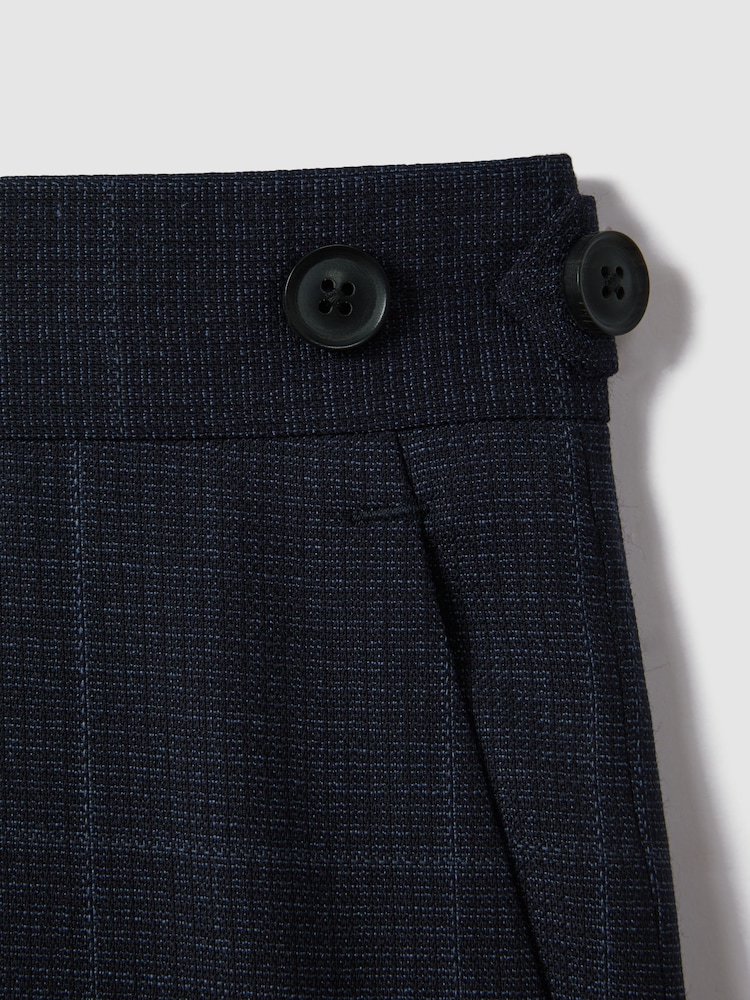 Reiss Navy Klink Wool Check Adjuster Slim Fit Trousers - Image 6 of 6