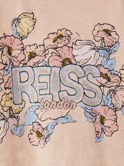 Reiss Pink Saskia 9-13 yrs Ruffle Sleeve Cropped Motif T-Shirt - Image 6 of 6