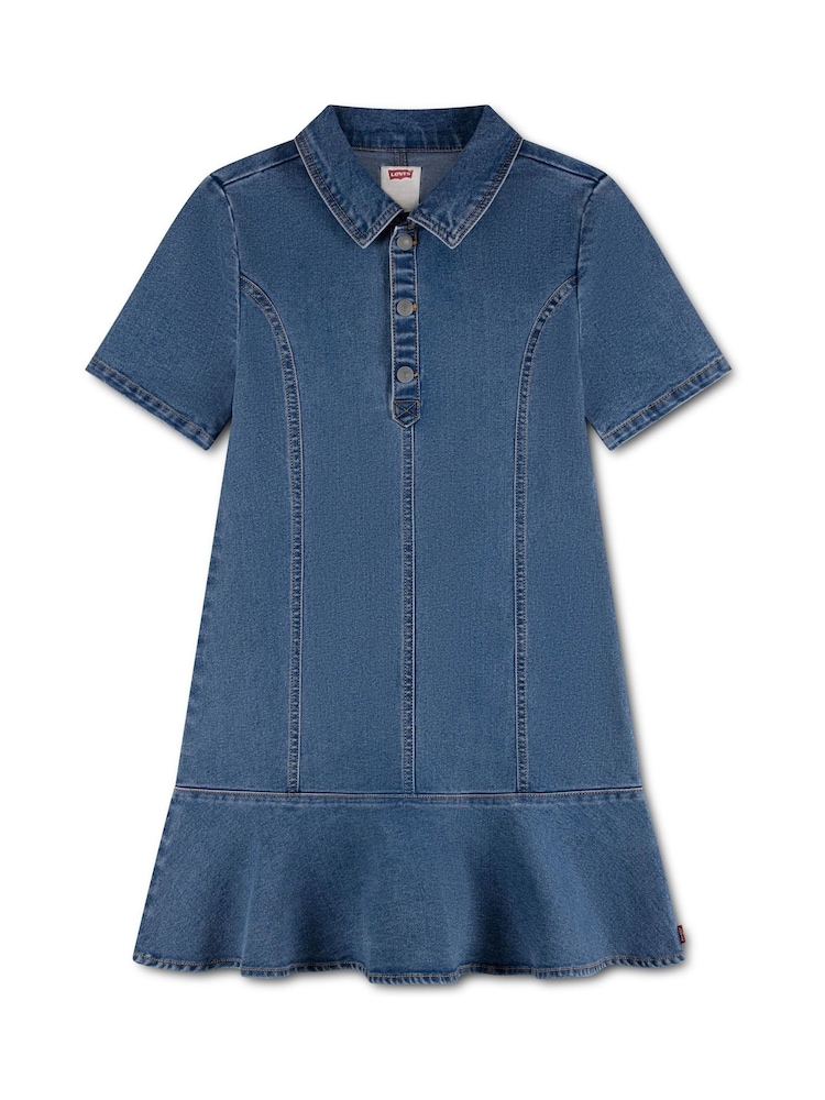 Levi's® Blue Short Sleeve Tiered Dress - Image 1 of 4 Levi's® Blue Short Sleeve Tiered Dress - Image 1 of 4