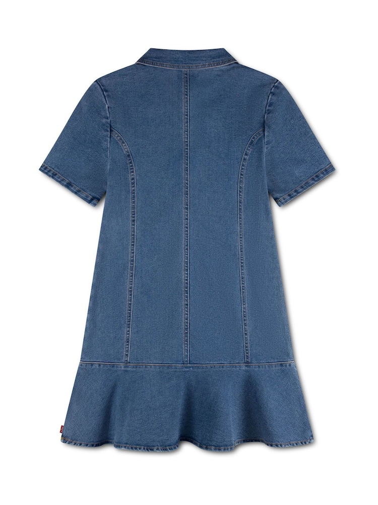 Levi's® Blue Short Sleeve Tiered Dress - Image 2 of 4 Levi's® Blue Short Sleeve Tiered Dress - Image 2 of 4