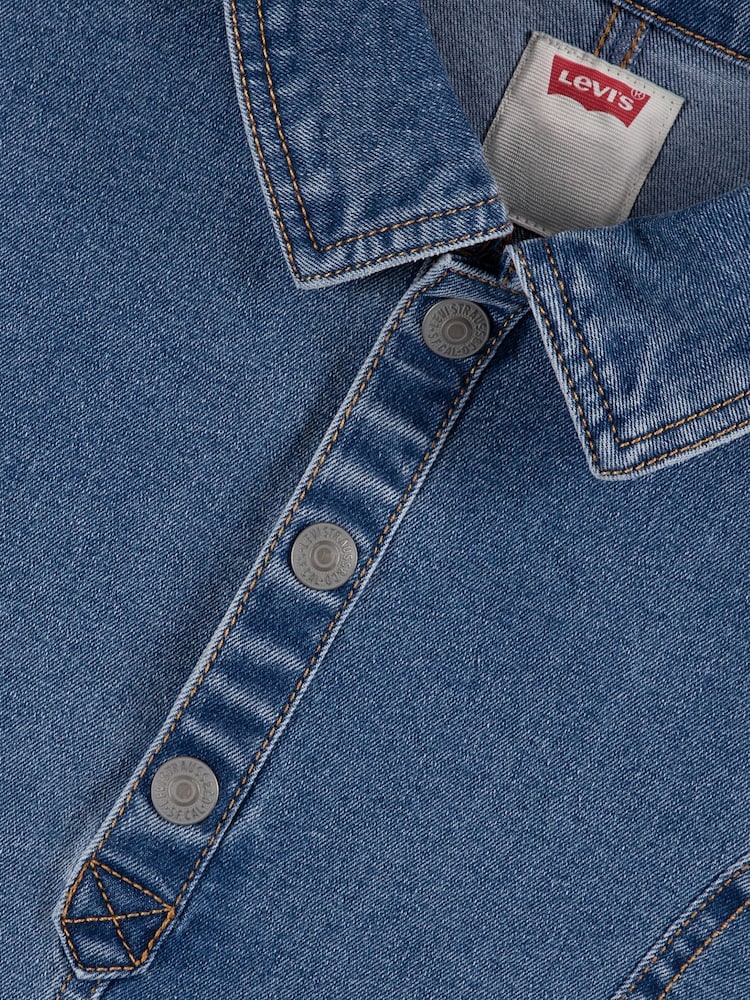 Levi's® Blue Short Sleeve Tiered Dress - Image 4 of 4 Levi's® Blue Short Sleeve Tiered Dress - Image 4 of 4