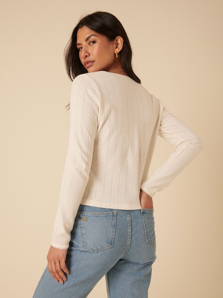 Nobodys Child White Erin Pointelle Cardigan - Image 2 of 5